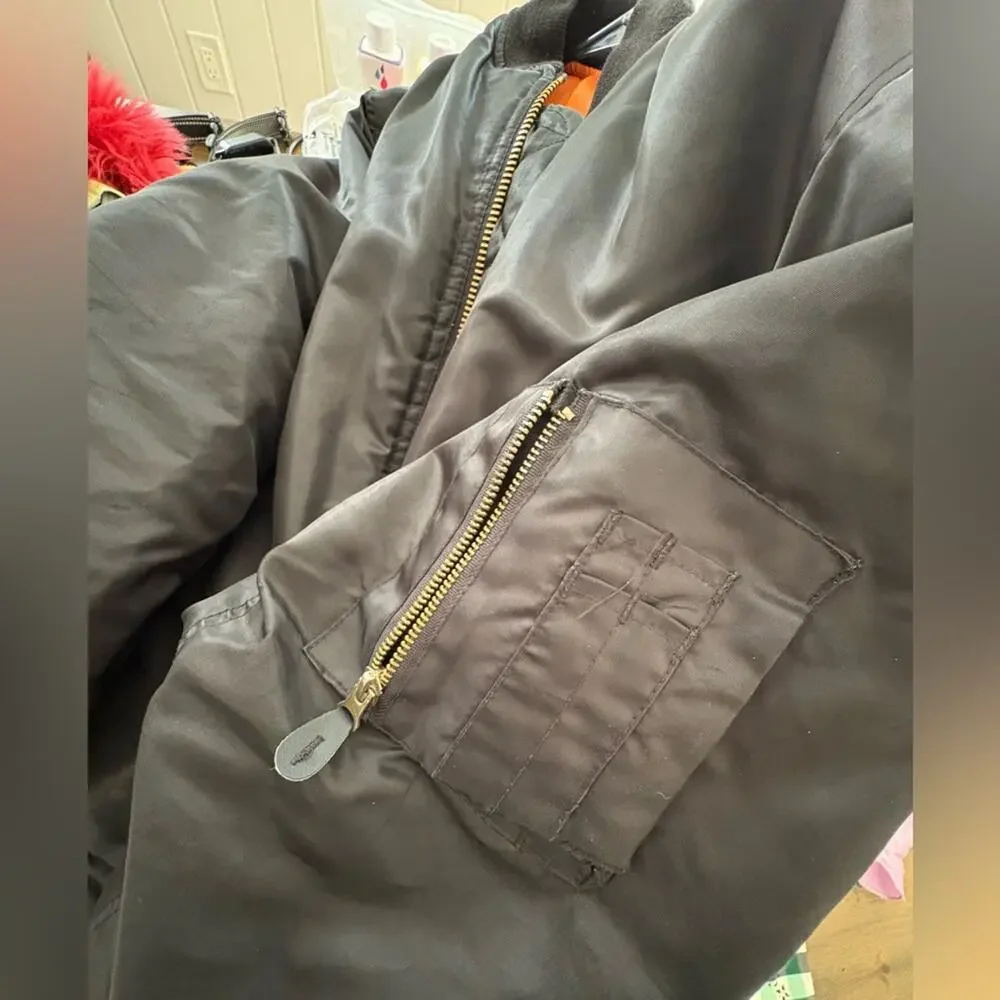 80s Arctic Pole Reversible Military Flight Bomber Jacket Size Large